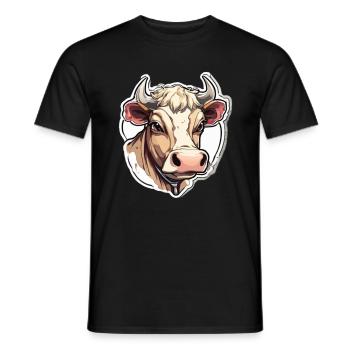 Vache Vaches Tête de vache Agriculture Agriculteur - T-shirt homme - noir - Devant - AI Model Male 178 light (178cm)