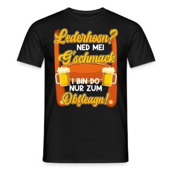 Lederhosn? Ned mei Gschmack Do zum Obfleagn! - Männer T-Shirt - Schwarz - Vorne - AI Model Male 178 light (178cm)