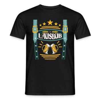 Lederhosen Lausbua Bayerisch Trachten Shirt Herren - Men's T-Shirt - black - Front - AI Model Male 178 light (178cm)