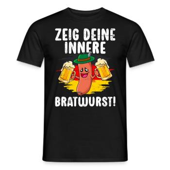 Deutschland Bierfan Zeig deine Innere Bratwurst - Männer T-Shirt - Schwarz - Vorne - AI Model Male 178 light (178cm)