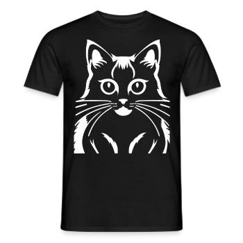 Lustige Katzensilhouette Freche Spaßkatzen - Männer T-Shirt - Schwarz - Vorne - AI Model Male 178 light (178cm)