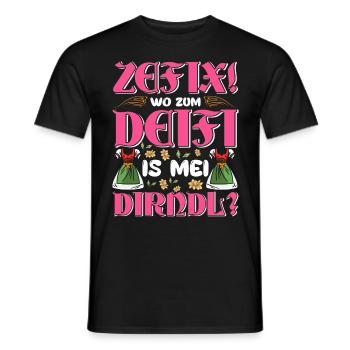 Trachten Shirt Frauen Wo zum Deifi is mein Dirndl - Männer T-Shirt - Schwarz - Vorne - AI Model Male 178 light (178cm)
