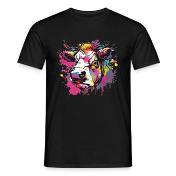 Vache Vaches Tête de vache Agriculture Agriculteur - T-shirt homme - noir - Devant - AI Model Male 178 light (178cm)