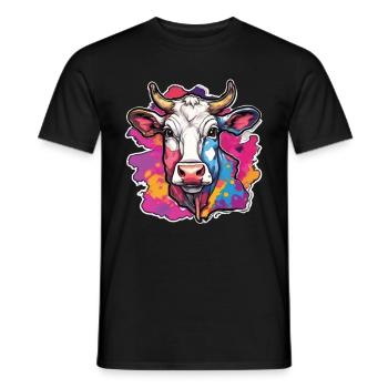 Vache Vaches Tête de vache Agriculture Agriculteur - T-shirt homme - noir - Devant - AI Model Male 178 light (178cm)
