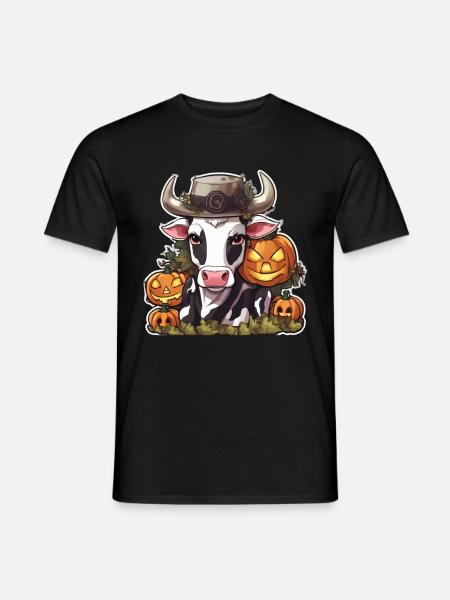 Vache Halloween Vache laitière Vaches Crâne de vache - T-shirt homme - noir