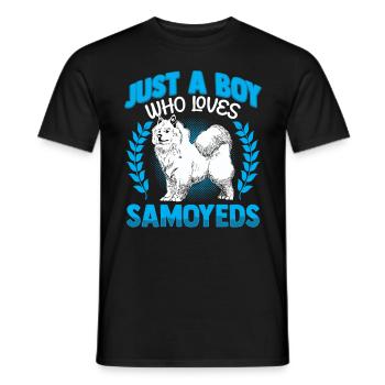 Junge der Samojede liebt Samojedenspitz - Männer T-Shirt - Schwarz - Vorne - AI Model Male 178 light (178cm)