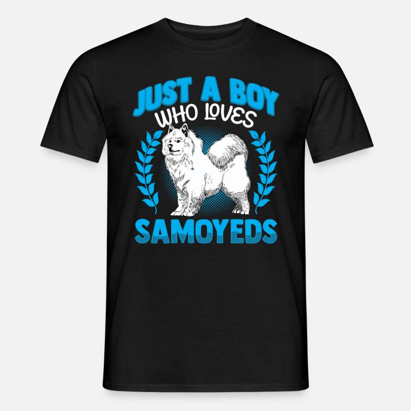 Junge der Samojede liebt Samojedenspitz - Männer T-Shirt - Schwarz