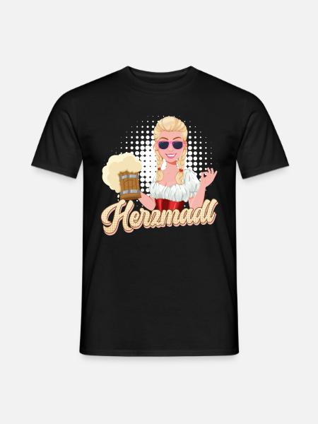 Herbstfest Bayerische Frauen Dirndl Shirt - Männer T-Shirt - Schwarz