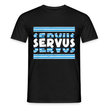 Bayerisch Servus Freistaat Bayern Blau Weiß - Men's T-Shirt - black - Front - AI Model Male 178 light (178cm)