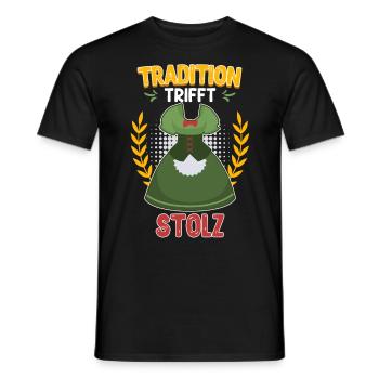 La tradition rencontre la fierté Chemise en costume traditionnel bavarois - T-shirt homme - noir - Devant - AI Model Male 178 light (178cm)