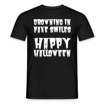 Se noyer dans de faux sourires : Halloween sarcastique - T-shirt homme - noir - Devant - AI Model Male 178 light (178cm)