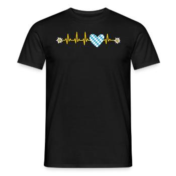 Free State of Bavaria Heart palpitations Bavarian flag - Men's T-Shirt - black - Front - AI Model Male 178 light (178cm)