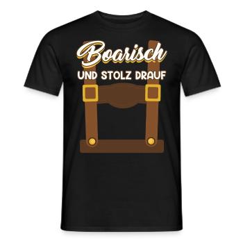 Boarisch und Stolz Drauf Lederhose Trachten Shirt - Männer T-Shirt - Schwarz - Vorne - AI Model Male 178 light (178cm)