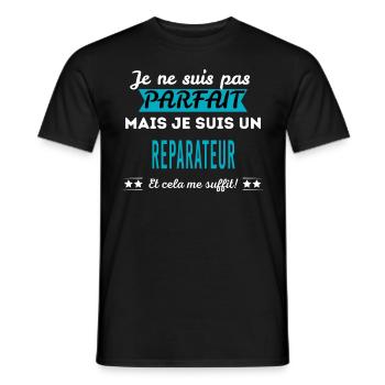 Je ne suis pas parfait REPARATEUR - T-shirt homme - noir - Devant - AI Model Male 178 light (178cm)