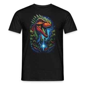 T-Rex Dino dans Green Paradise Fantasy Art - T-shirt homme - noir - Devant - AI Model Male 178 light (178cm)