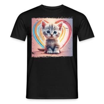 Warm cat - Men's T-Shirt - black - Front - AI Model Male 178 light (178cm)