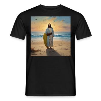 Vintage Jesus Surfer - Men's T-Shirt - black - Front - AI Model Male 178 light (178cm)