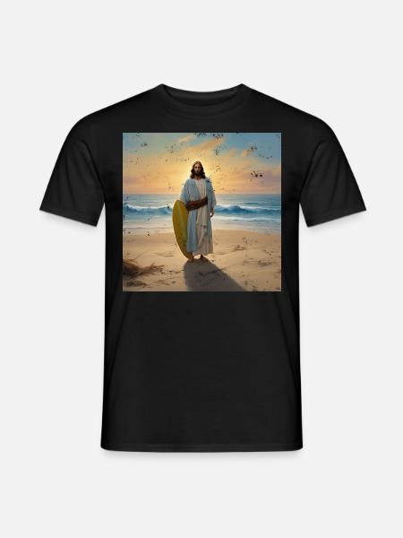 Vintage Jesus Surfer - T-shirt męski - czarny