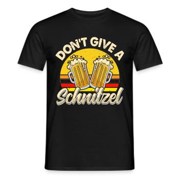 German Food Don't Give a Schnitzel Beer Fan - Men's T-Shirt - black - Front - AI Model Male 178 light (178cm)
