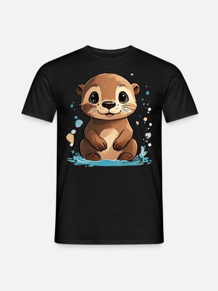 Baby Otter - Männer T-Shirt - Schwarz