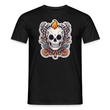Feu de crâne - T-shirt homme - noir - Devant - AI Model Male 178 light (178cm)