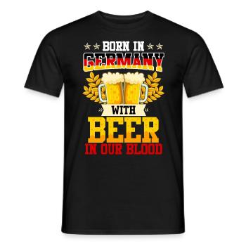 Born in Germany with Beer in our Blood Bierfan - Men's T-Shirt - black - Front - AI Model Male 178 light (178cm)