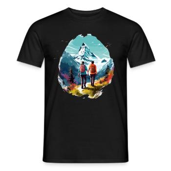 Zermatt, Matterhorn, Matterhorn mountain, hiker - Men's T-Shirt - black - Front - AI Model Male 178 light (178cm)