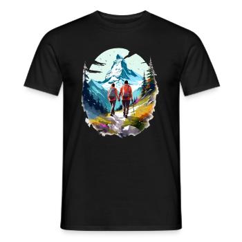 Zermatt, Matterhorn, Matterhorn mountain, hiker - Men's T-Shirt - black - Front - AI Model Male 178 light (178cm)