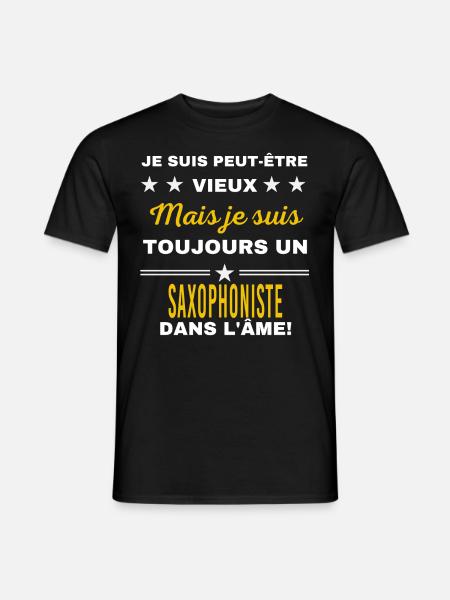 Je suis peut-être vieux SAXOPHONISTE - T-shirt homme - noir