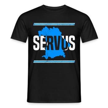 Bayerisch Servus Freistaat Bayern Blau Weiß - Men's T-Shirt - black - Front - AI Model Male 178 light (178cm)