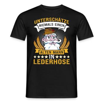 Unterschätze Niemals einen Alten Mann in Lederhose - Männer T-Shirt - Schwarz - Vorne - AI Model Male 178 light (178cm)