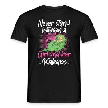 Mädchen und ihr Kakapo Neuseeland Papagei - Männer T-Shirt - Schwarz - Vorne - AI Model Male 178 light (178cm)
