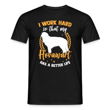 Arbeite für Hovawart Derber Bauernhund - Männer T-Shirt - Schwarz - Vorne - AI Model Male 178 light (178cm)