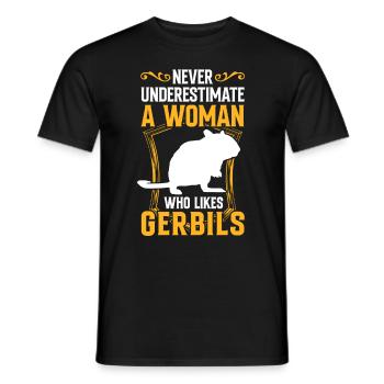 Femme avec gerbille rongeur Gerbille - T-shirt homme - noir - Devant - AI Model Male 178 light (178cm)