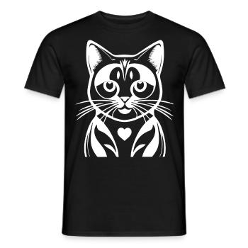 Funny Cat Silhouette Cheeky Fun Cats - Men's T-Shirt - black - Front - AI Model Male 178 light (178cm)