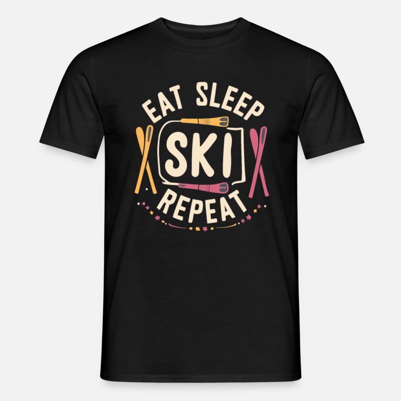 Eat Sleep Ski Repeat - Männer T-Shirt - Schwarz