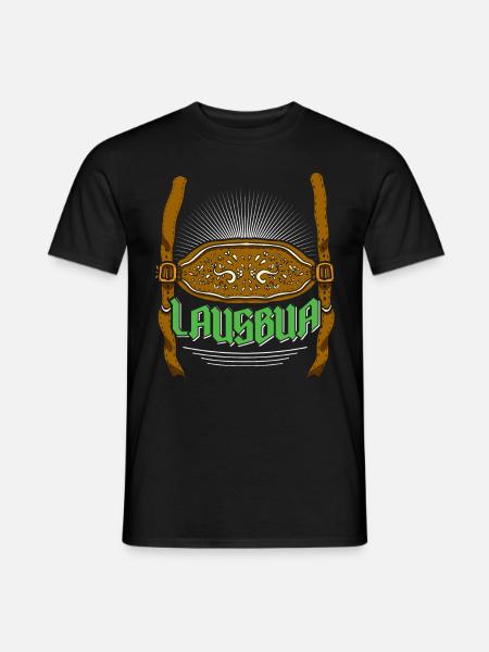 Lederhosen Lausbua Bayerisch Trachten Shirt Herren - Männer T-Shirt - Schwarz