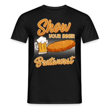 Deutsches Essen Show your Inner Bratwurst Bier - Männer T-Shirt - Schwarz - Vorne - AI Model Male 178 light (178cm)