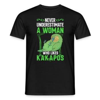 Frau mit Kakapo Neuseeland Papagei - Männer T-Shirt - Schwarz - Vorne - AI Model Male 178 light (178cm)