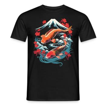 Koi Fish in Zen Garden - Men's T-Shirt - black - Front - AI Model Male 178 light (178cm)