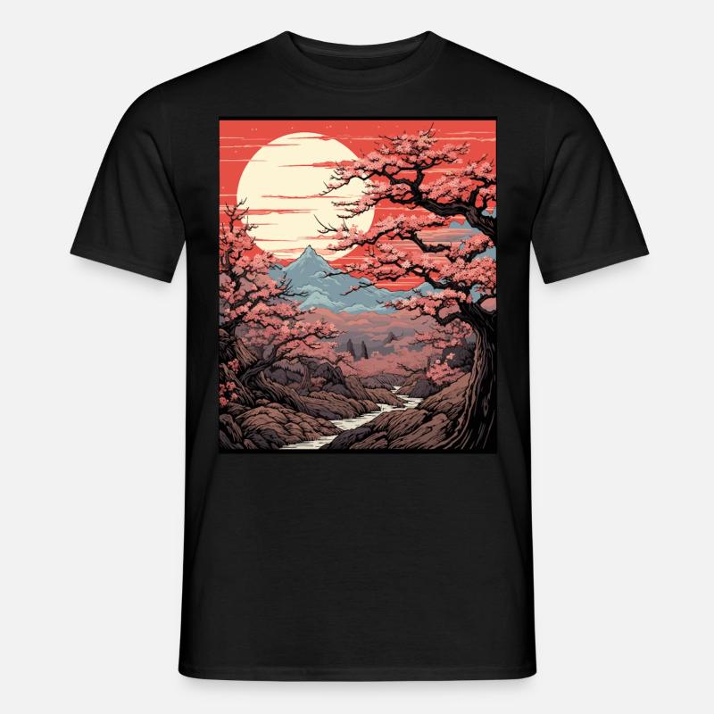 Japanese Cherry Blossom Tree Art Print Sakura - Männer T-Shirt - Schwarz
