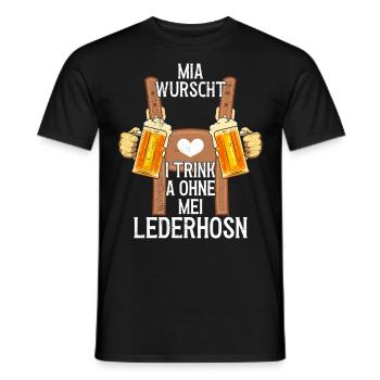 Mia Wurscht I Trink a ohne mei Lederhosen Shirt - Männer T-Shirt - Schwarz - Vorne - AI Model Male 178 light (178cm)