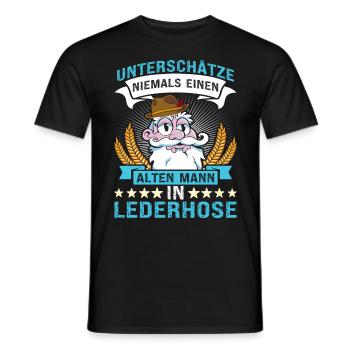 Unterschätze Niemals einen Alten Mann in Lederhose - Männer T-Shirt - Schwarz - Vorne - AI Model Male 178 light (178cm)