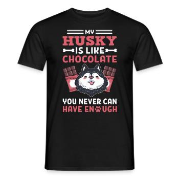 Mein Husky ist wie Schokolade Siberian Husky - Männer T-Shirt - Schwarz - Vorne - AI Model Male 178 light (178cm)