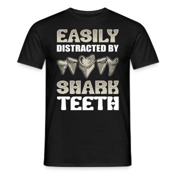 Easily Distracted By Shark Teeth Tooth Collector - Men's T-Shirt - black - Front - AI Model Male 178 light (178cm)
