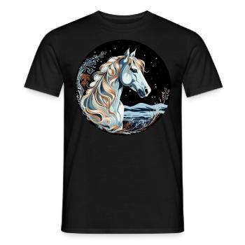 Pferd Winter - Männer T-Shirt - Schwarz - Vorne - AI Model Male 178 light (178cm)