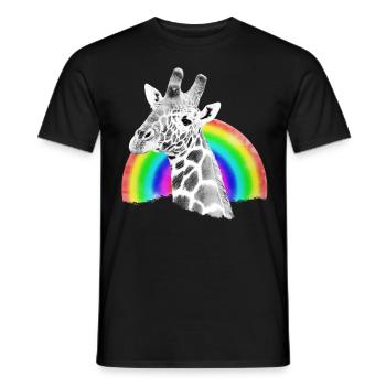 Giraffe Rainbow Drawing - Wild Animal in Africa - Men's T-Shirt - black - Front - AI Model Male 178 light (178cm)