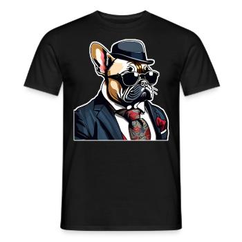French Bulldog T Shirt Dog funny dog design Hunde - Männer T-Shirt - Schwarz - Vorne - AI Model Male 178 light (178cm)