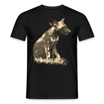 Wild dog in cuttlefish - Dog - Wild animal - Africa - Men's T-Shirt - black - Front - AI Model Male 178 light (178cm)