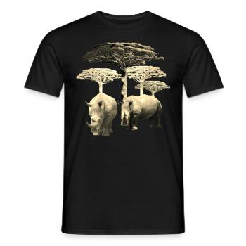 Rhino - Rhino in Sepia - Wildlife in Africa - Men's T-Shirt - black - Front - AI Model Male 178 light (178cm)
